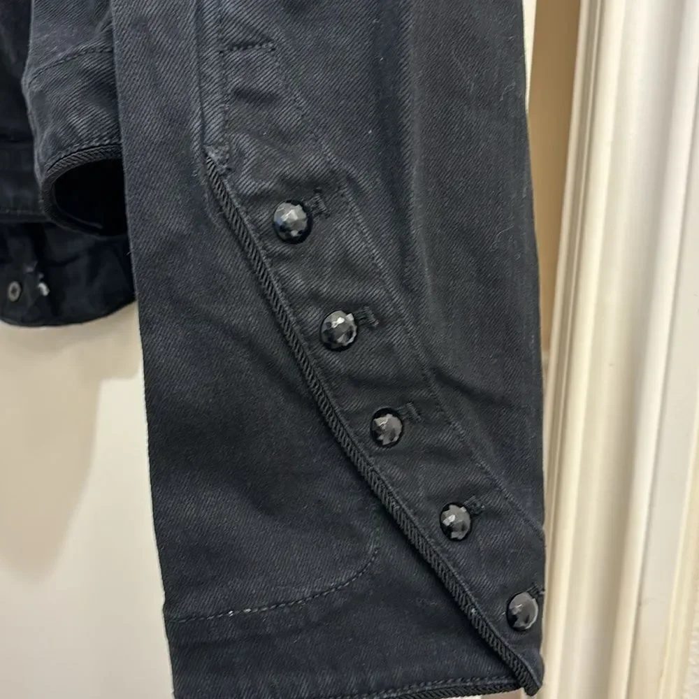 Ralph Lauren black denim woman's jacket w velvet at the collar/sparkly buttons - Picture 12 of 16